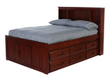 Model 82821K6-22 Solid Pine Full Captains Bookcase Bed with 6 Drawers in Rich Merlot