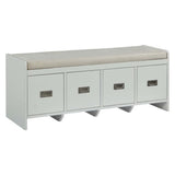 Upholstered Bench with Removable Cushion in Beige and White