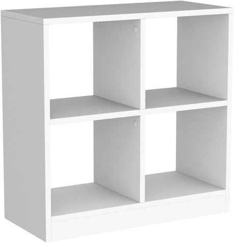 4-Cube Bookcase White - 2-Tier Freestanding Open Bookshelf