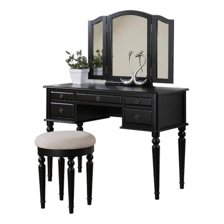 St. Croix Collection Vanity Set with Stool, Black