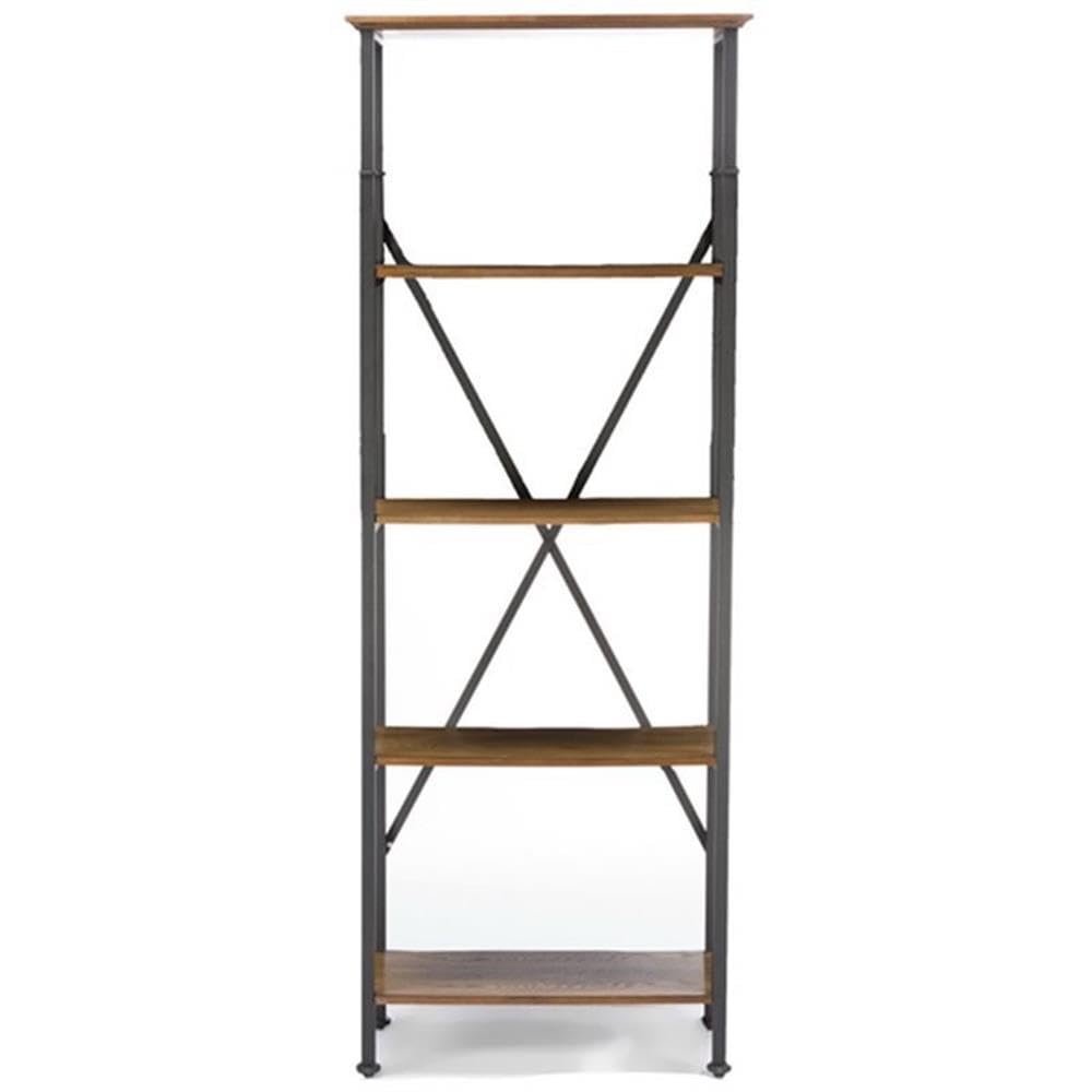 Lancashire Wood and Metal Bookcase, Brown