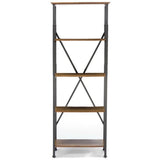 Lancashire Wood and Metal Bookcase, Brown