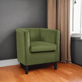 Modern and Comfortable Armchairs, Upholstered Barrel Sofa Chair for Living Room Bedroom Waiting Room, Olive Green