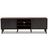 Modern TV Stand Console Entertainment Center in Brown and Dark Grey