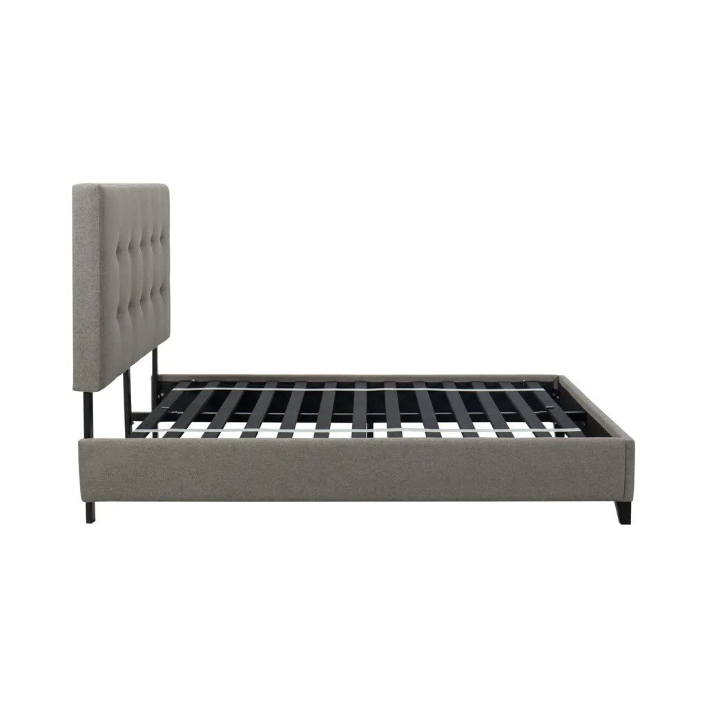Frame Black Finish Wood Legs Adjustable Height, Tufted Headboard, Perfect Balance