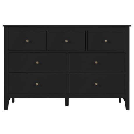 Black Dresser - Modern Dresser for Bedroom, Wooden 7 Drawer Dresser