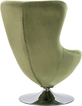 vidaXL Swivel Egg Chair with Removable Cushion, Light Green Velvet Upholstery - Ergonomic Design, 360-Degree Swivel, Plywood Frame with Chrome Base; Modern Decorative Armchair