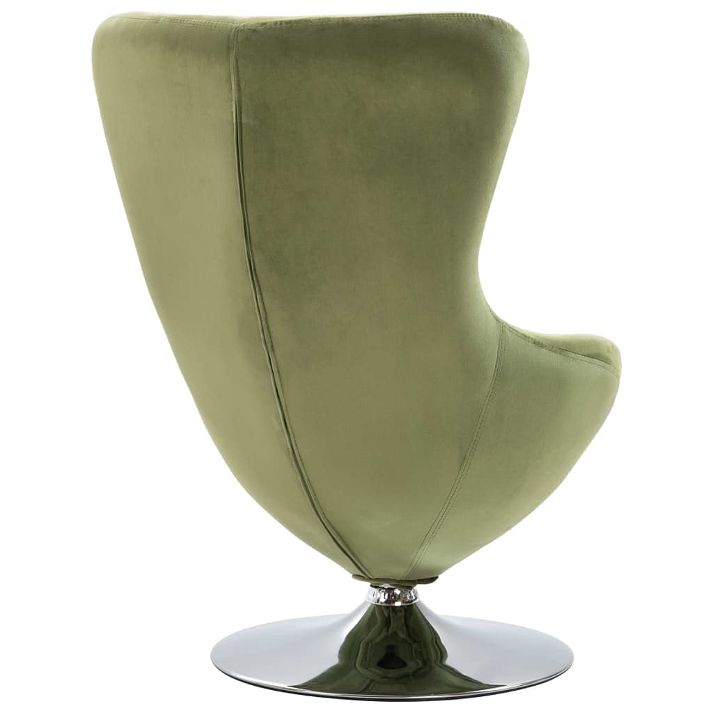 vidaXL Swivel Egg Chair with Removable Cushion, Light Green Velvet Upholstery - Ergonomic Design, 360-Degree Swivel, Plywood Frame with Chrome Base; Modern Decorative Armchair