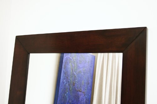 Doniea Dark Brown Wood Frame Modern Mirror, Rectangle