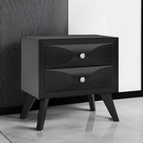 Yaheetech Nightstand with 2 Drawers, Almost Fully-Assembled Nightstand Large Bedside Table with Solid Wood Legs and Storage, Modern Side Table for Bedroom, 24.5″L×15″W×23.5″H, Black