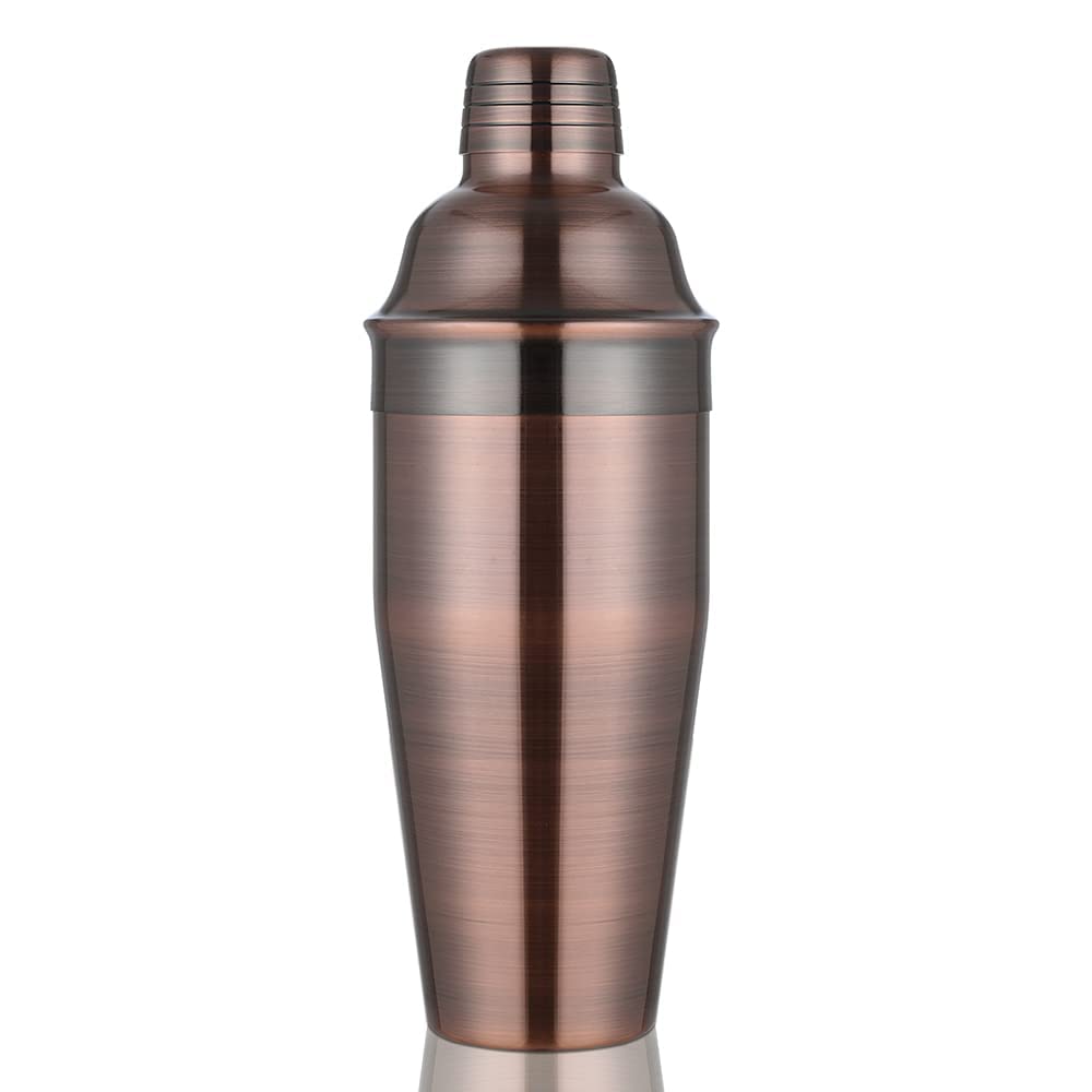 Antique Copper & Stainless Steel 24 oz Cocktail Shaker with Built In Strainer for Bartending