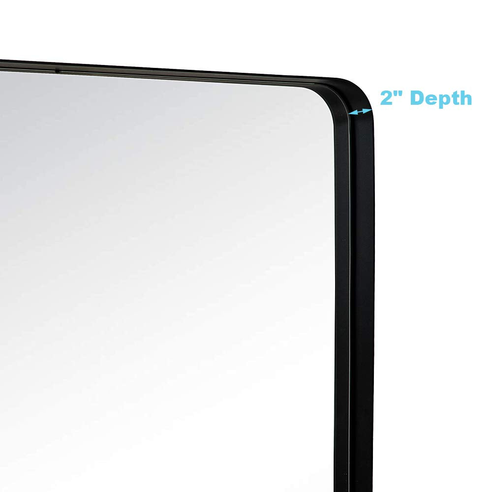Black Wall Mirror for Bathroom,  Metal Framed Bathroom Mirror