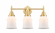 3 Light Bath Vanity-12.5 Inches Tall and 24 Inches Wide-Satin Gold Finish-Matte White Glass Color
