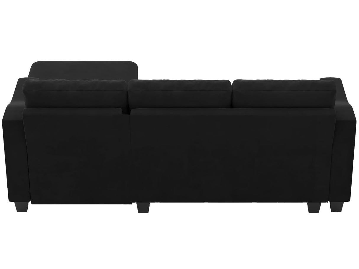 Velvet Sectional Couch with Storage, L Shaped Sofa with Chaise for Small Space, Black