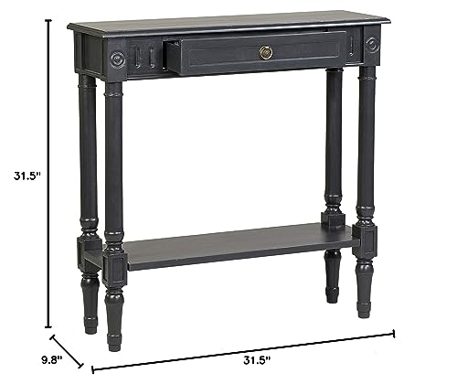 Marisol Black Console Table - 31.4" Slim Entryway Table with Drawer & Shelf