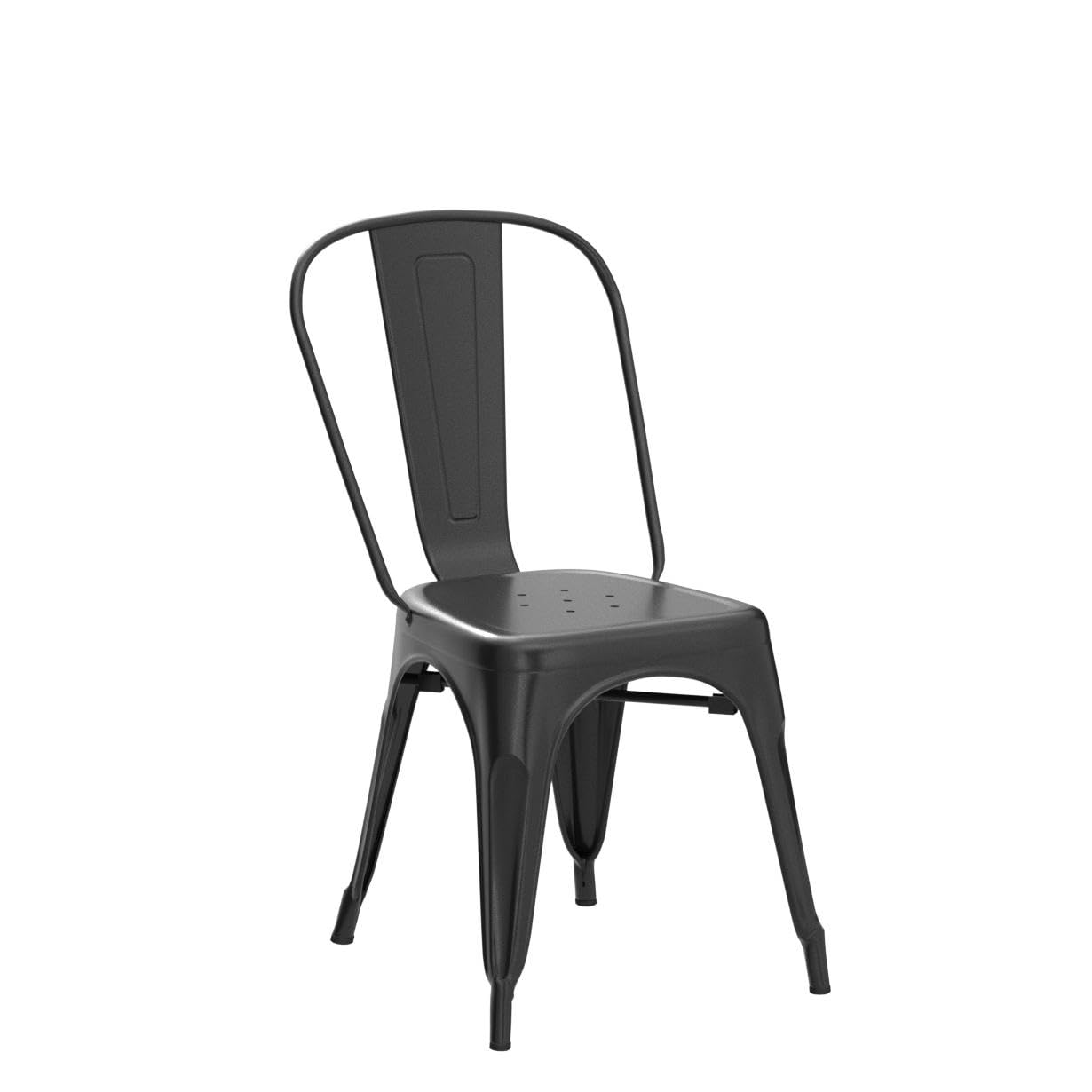 FDW Metal Dining Chairs Metal Chairs Patio Chair Seat Height Dining Room Kitchen Chair Tolix Restaurant Chairs Bar Stackable Chair Trattoria Metal Indoor Outdoor Chairs (Black)