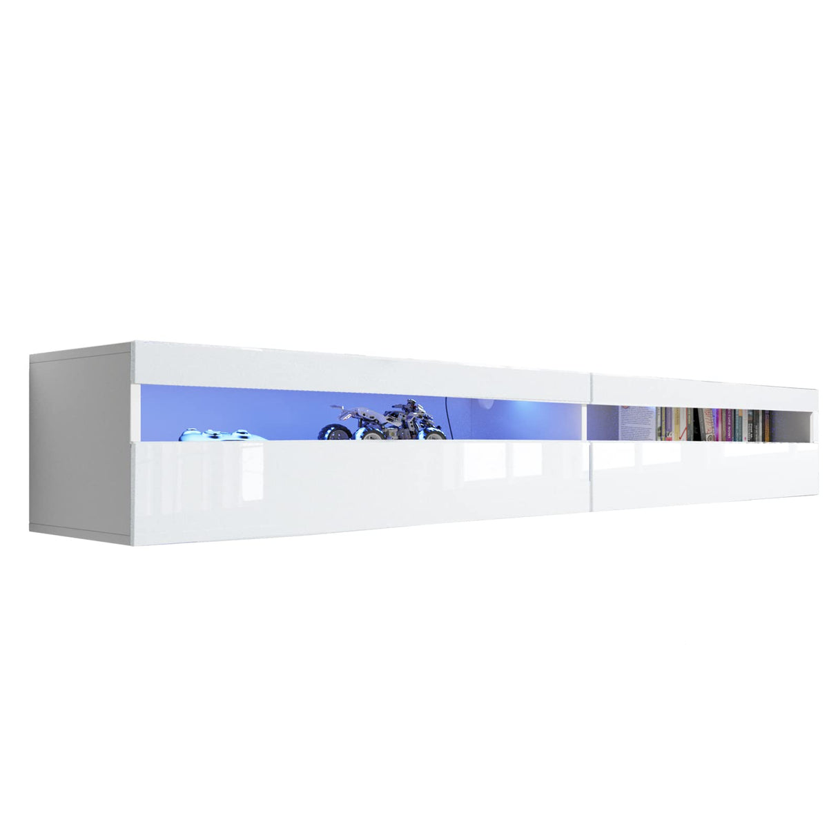 Floating TV Stand, Wall Mounted TV Shelf with Led Lights & Power Outlet