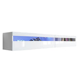 Floating TV Stand, Wall Mounted TV Shelf with Led Lights & Power Outlet