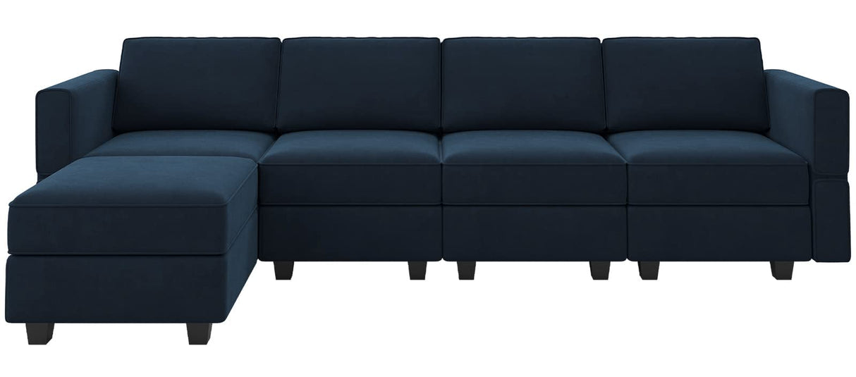 Modular Sectional Sofa Couch with Reversible Chaise Velvet L Shaped Storage 4-seat Convertible Blue…