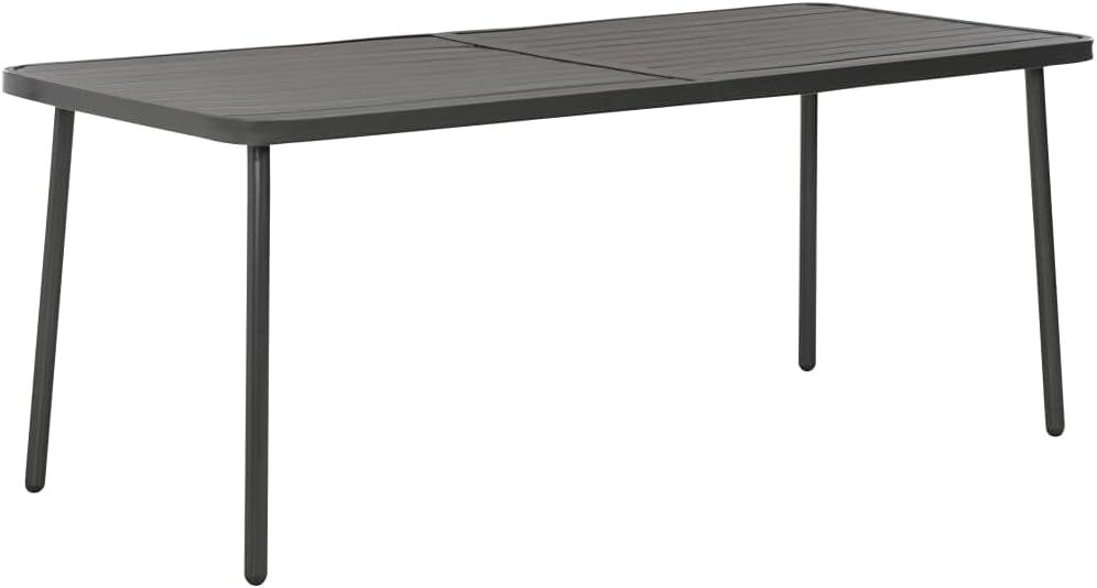 Patio Table Dark Gray 70.9"x32.7"x28.3" Steel,Industrial Metal Dining Table for Patio