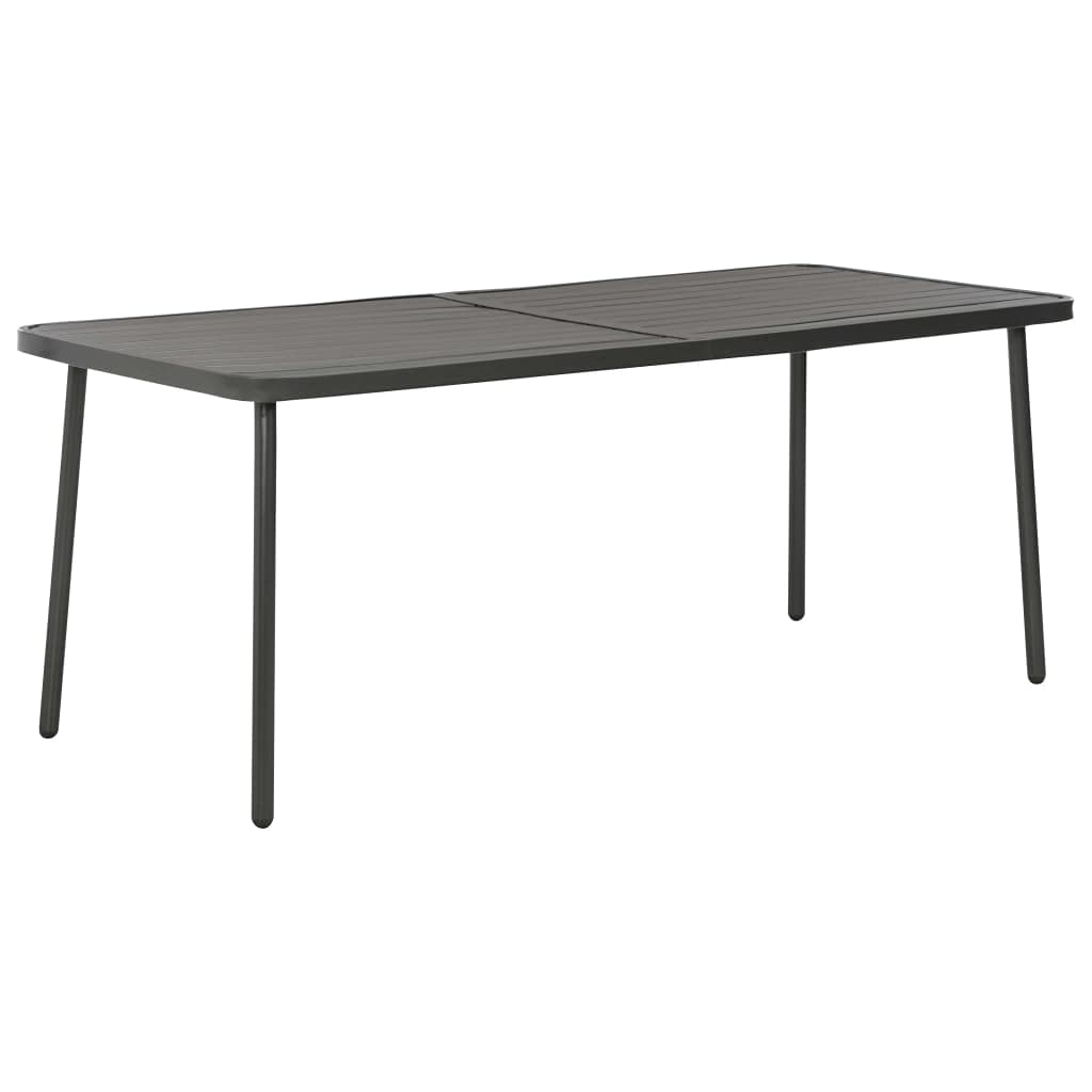 Patio Table Dark Gray 70.9"x32.7"x28.3" Steel,Industrial Metal Dining Table for Patio