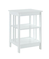 Mission End Table with Shelves, White