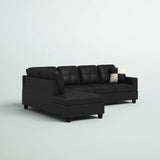 Genesis Sectional Sofa L-Shape-PU Leather, Left Facing, Black