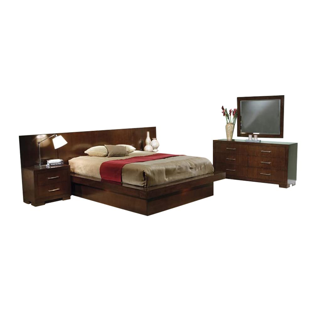 Jessica Eastern King Bed 4-Piece Set, Cappuccino