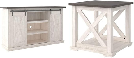 Dorrinson Farmhouse TV Stand Fits TVs up to 50" with Sliding Barn Doors and Storage