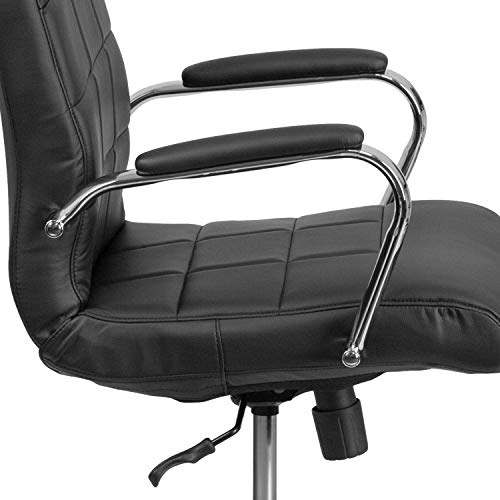 Vivian Mid-Back Swivel Vinyl Upholstered Desk Chair with Padded Seat and Armrests