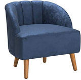 Amaia Modern Velvet Club Chair, Cobalt / Walnut