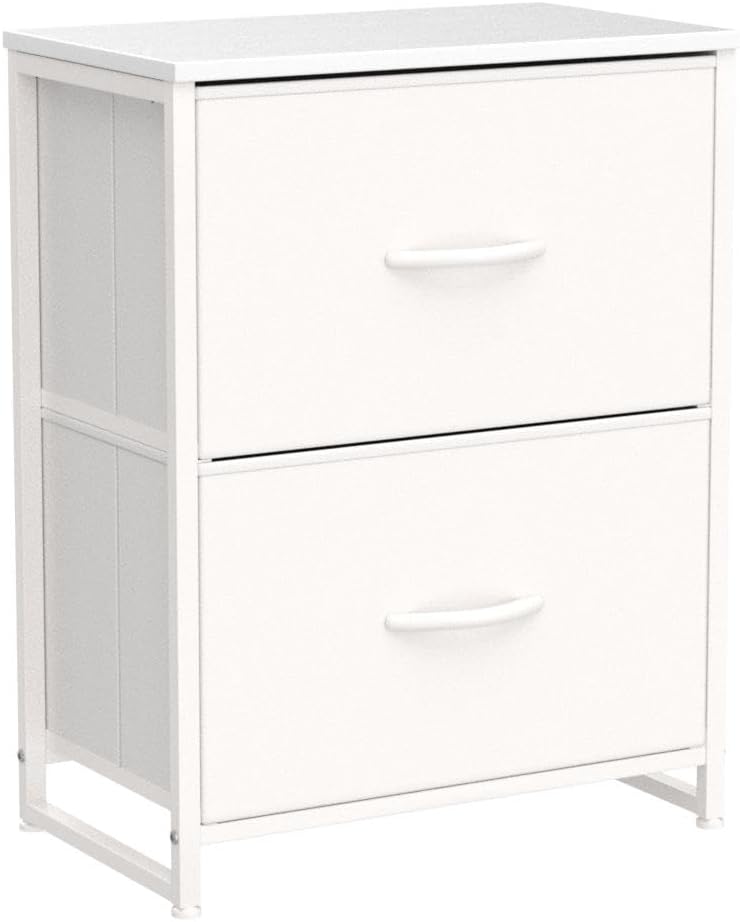 White Nightstand with Drawer for Bedroom, Small Dresser Bedside Table for Kids' Room