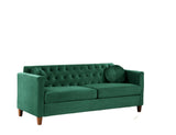 Soft Elegant High Density Foam 79.5'' Wide Emerald Green Velvet Living Room Tight Back Removable Cushion & Solid Wood Legs (S5536-5541) Sofas