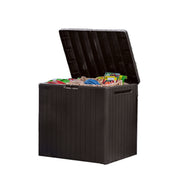 City 30 Gallon Resin Outdoor Storage Box and Patio Furniture Side Table for Pool and Garden Accessories