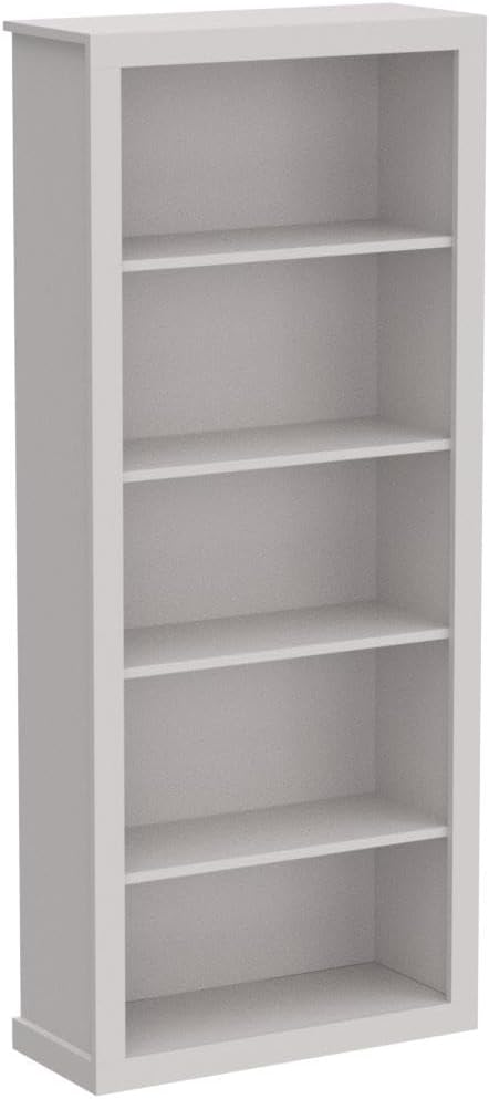 Edenbrook Sumac Bookcase, 5-Shelf Organizer for Bedroom Furniture or Home Office Furniture, White Bookshelf 12.8D x 31.5W x 72.8H in