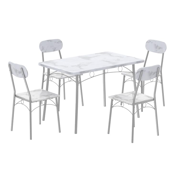 Dining Table Set for 4 5 Piece Dinette with Chairs for Kitchen