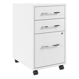 Hustle 3 Drawer Rolling File Cabinet in White, Mobile Document Storage