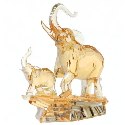 Acrylic Elephant Statue Mother and Baby African Elephant Figurine