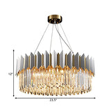 Luxurious Style Chrome 8 Bulbs Pendant Lighting Modern Crystal Drum Shaped Chandelier