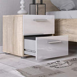 Home Square Contemporary 3 Piece Bedroom Set with Two Nightstands and 8 Drawer Double Dresser in Oak and White Gloss