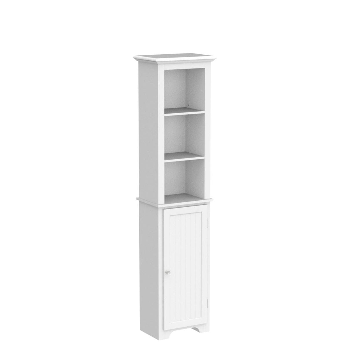 64" Freestanding Storage Cabinet, Bathroom Tall Silm Cabinet with Doors and Adjustable Shelves,