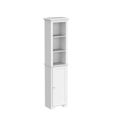 64" Freestanding Storage Cabinet, Bathroom Tall Silm Cabinet with Doors and Adjustable Shelves,