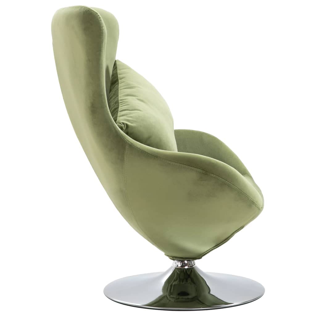 vidaXL Swivel Egg Chair with Removable Cushion, Light Green Velvet Upholstery - Ergonomic Design, 360-Degree Swivel, Plywood Frame with Chrome Base; Modern Decorative Armchair