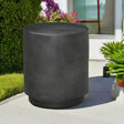 HOMCOM Round Side Table, Lightweight Accent Table with Concrete Finish, End Table with 4 Adjustable Feet for Indoor, Outdoor, Dark Gray - Bircata