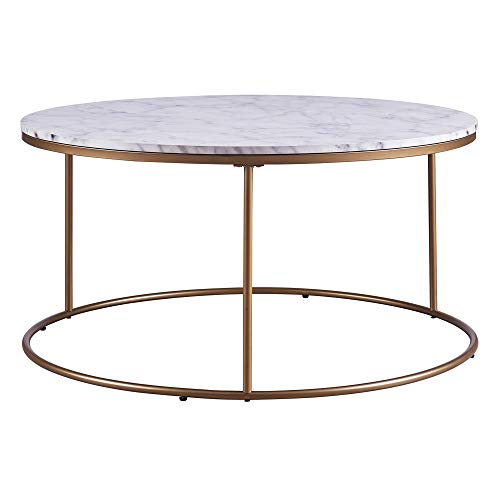 Versanora Marmo Round Circle Shape Coffee Side End Table with Faux Marble Top