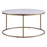 Versanora Marmo Round Circle Shape Coffee Side End Table with Faux Marble Top