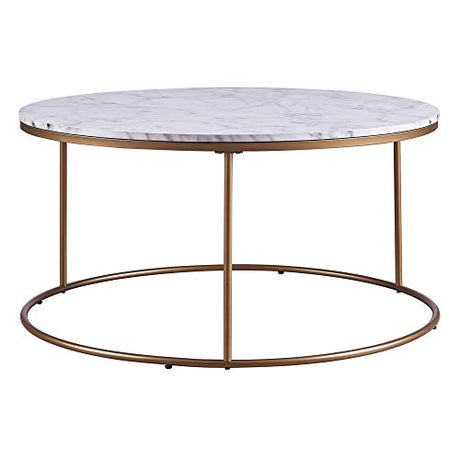 Versanora Marmo Round Circle Shape Coffee Side End Table with Faux Marble Top