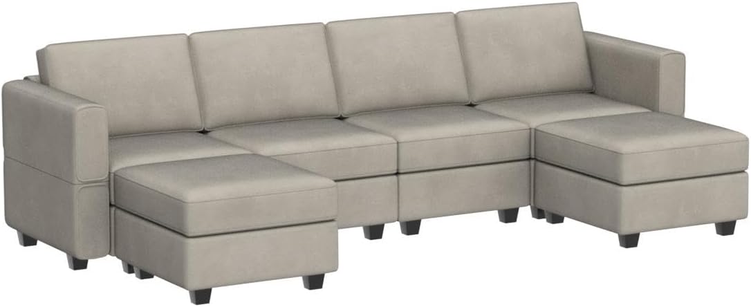 Modular Sectional Sofa with Reversible Chaises Velvet U Shaped Sectional