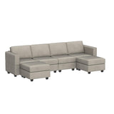 Modular Sectional Sofa with Reversible Chaises Velvet U Shaped Sectional