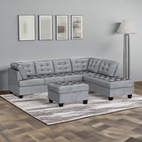 3 Piece Modern Tufted Micro Suede L Shaped Sectional Sofa